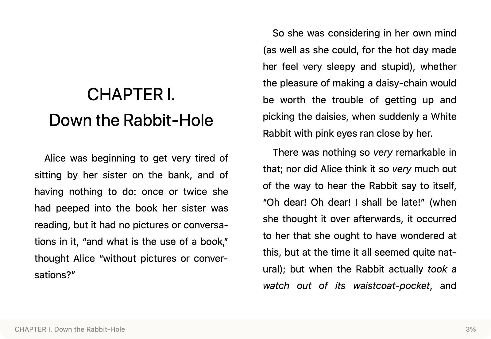 Leaf reading an EPUB book on Mac in two-column layout