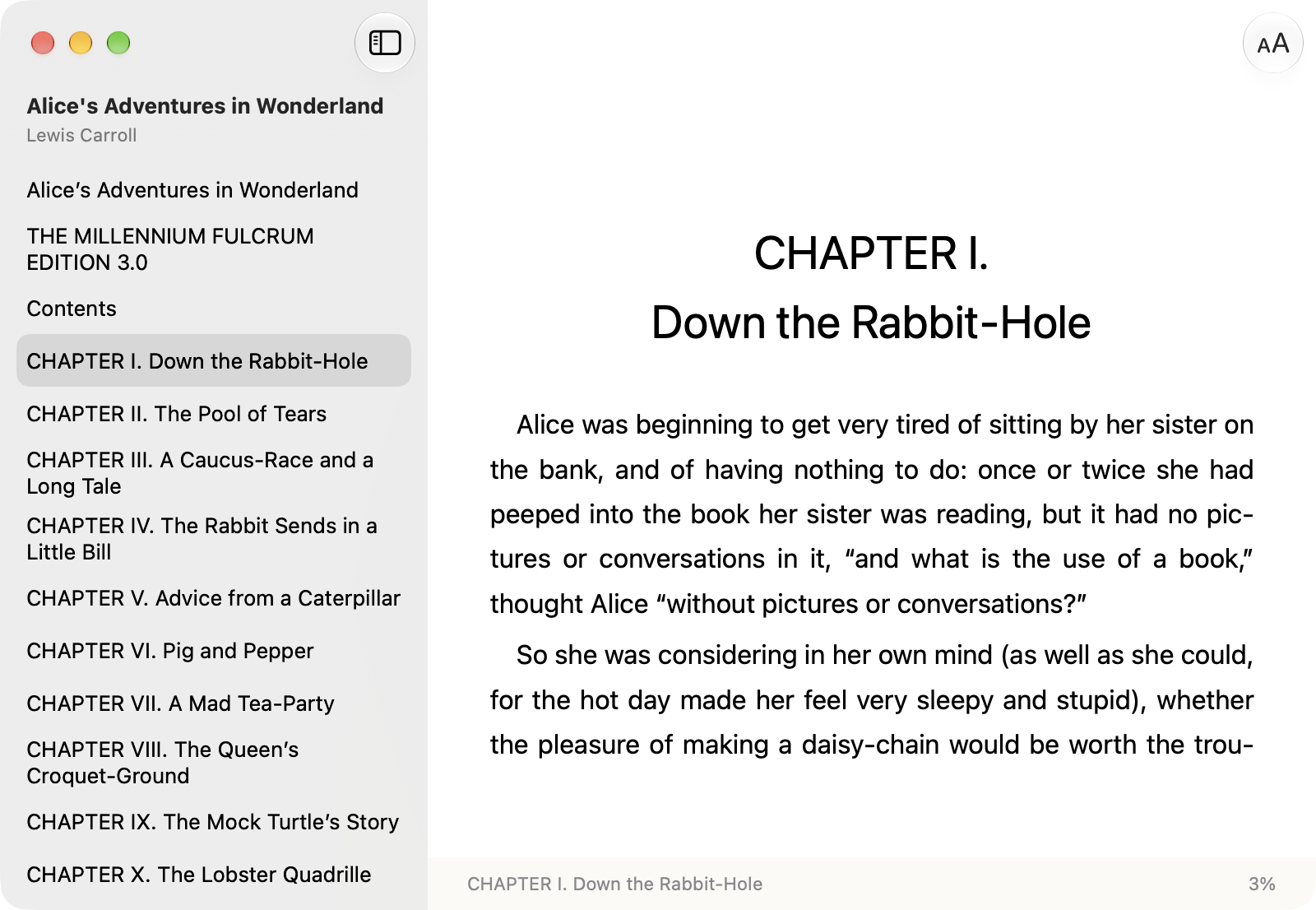 Leaf table of contents sidebar on macOS